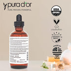 PURA D'OR 4 Oz Organic Castor Oil – Pure Cold-Pressed, Hexane-Free, USDA Certified – Lashes, Brows, Hair, Scalp, Skin – Botanical Moisturizer Supporting Softness, Strength, Hydration, Shine & Radiance