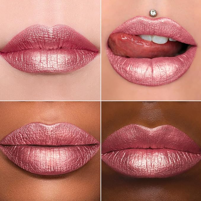 MAKI YIKA Pink Nude Lipstick for Women Metallic Lipsticks Glitter Long Lasting Lipstick No Smudge No Transfer Liquid Lip Gloss (BR017 Love Fighter)