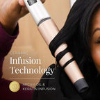 REMINGTON SHINE THERAPY Curling Wand, Infused with Argan Oil & Keratin, 1-1 ½ Inch Tapered Curling Iron for Tousled Waves, includes Heat Glove