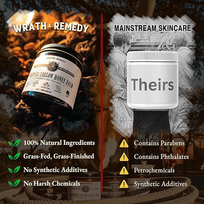 Organic Beef Tallow for Skin - 4 OZ (Vanilla) — Grass Fed Beef Tallow for face + Body — US-Made Whipped Tallow and Honey Balm Moisturizer for Dry and Sensitive Skin, Eczema, Rosacea (No Additives)