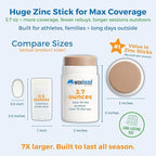 Tinted Zinc Oxide Sport Sunscreen Stick SPF 30, 3.7oz by Waxhead - 25% Non-Nano Zinc Oxide, 4 Food-Grade Ingredients, Sweat & Water Performance, Reef-Safe Mineral Face Stick for Kids & Sensitive Skin