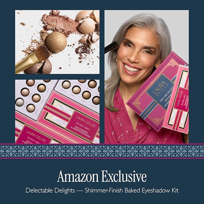 LAURA GELLER NEW YORK Delectable Delights Shimmer-Finish Baked Eyeshadow Kit with Free Mascara Included | Long-Lasting Crease-Proof Baked Eyeshadows for Mature Skin