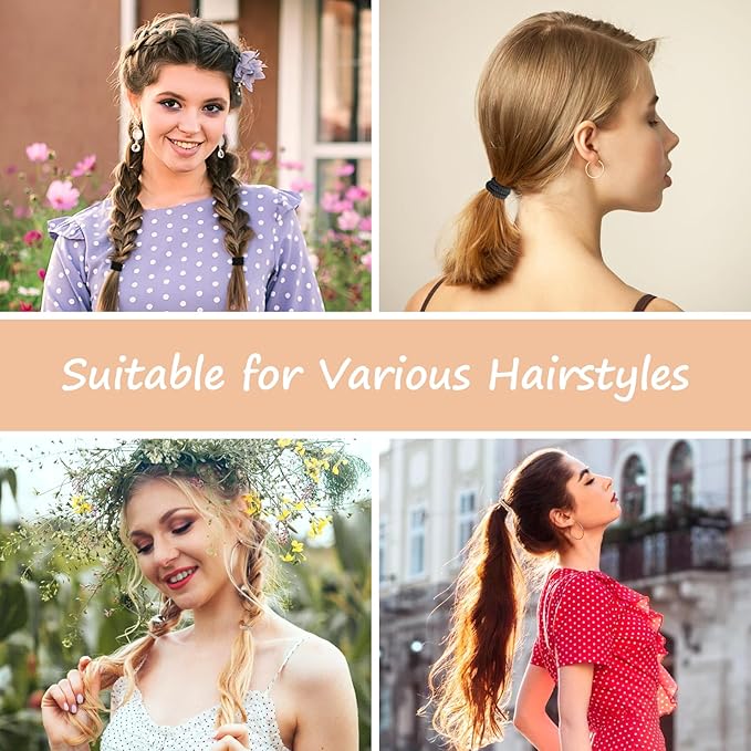 20 PCS Hair Tie Bracelets, 4 Styles Cute Elastic Bands for Thick or Thin Hair, Updated No Damage Beaded Boho Accessories for Girls and Women