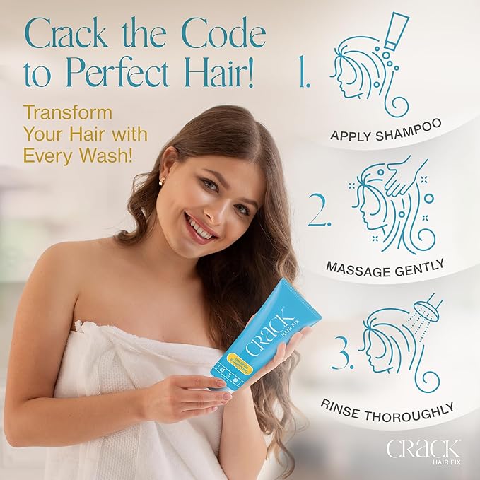 Crack HAIR FIX Shampoo with Twist Bottle | Moisturizing & Strengthening Sulfate-Free Formula | Protects Against Dryness, Reduces Breakage & Restores Shine | 8.5 Oz / 241 G