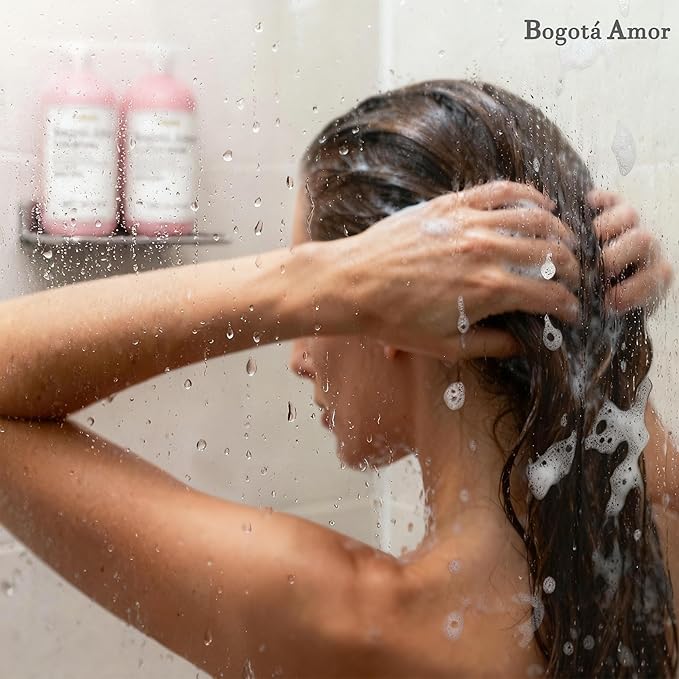 Dr.Healdy Bogota Amor Shampoo and Conditioner Set - Hair Treatment Care Products Color Treated Safe for Curly Fine Hair, Batana Oil, Men & Women Salon Sets for Oily Hair, 10.15 oz Pink - DHBASC