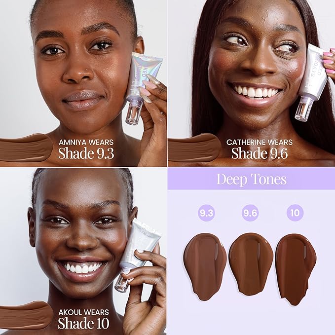 Naked Sundays BeautyScreen™ SPF 50 Peptide Foundation Tint – Tinted Sunscreen & Skincare Makeup with Zinc Oxide, Niacinamide – Lightweight Natural Coverage, 10 Deep Neutral, 1.01 oz