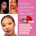 Aromi Matte Liquid Lipstick | Bright, True Red Lip Color for Women, Long-Lasting, Vegan, Long Wear, Blue Undertones, Waterproof, Handmade (Flamenco Red)