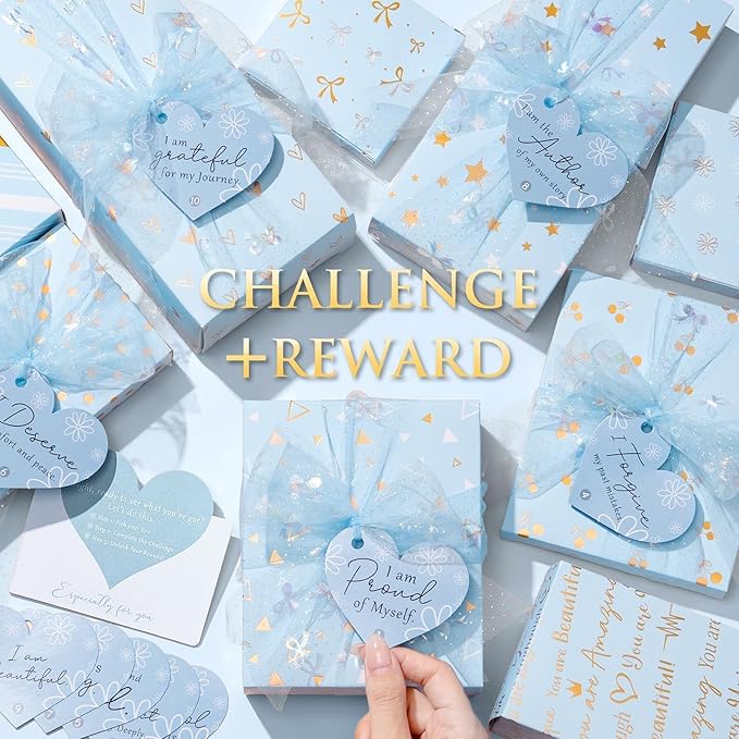 Teen Girl Gifts Trendy Stuff, 10 Positive Affirmation Cards & Empowering Challenges to Unlock 10 Wrapped Makeup Gift Set Motivational Birthday Christmas Gift Stocking Stuffers for Tween & Teenage Girl