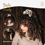 Silk Scrunchies for Women Ponytail Holders – Oversized Mulberry Silk Scrunchies – Extra Large No Damage Hair Ties for Curly, Thick, and Thin - Hair Accessories for Women – London Fog, XL By Curlfriend