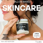 Amallow 100% Grass Fed Beef Tallow for Skin Care - Face + Body - Whipped Moisturizer - Natural Lotion, 4 FL. oz. (Vanilla Lavender)