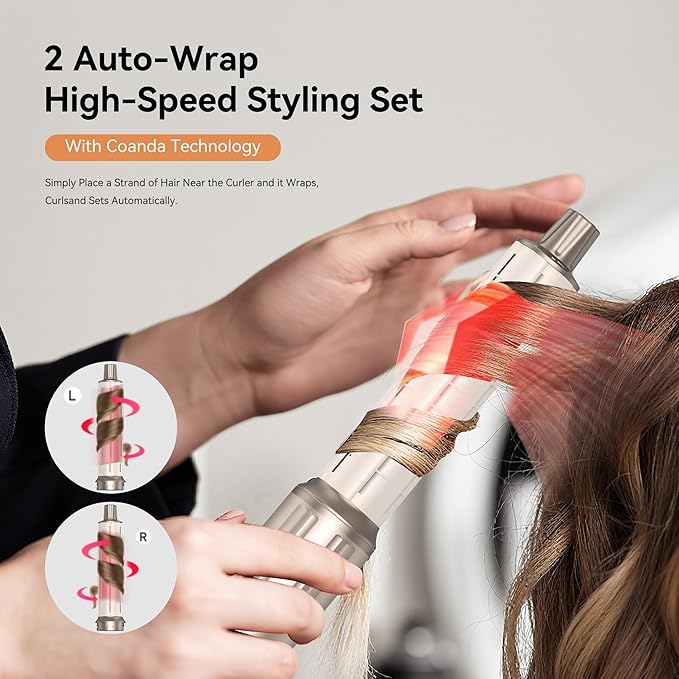 5 in 1 Hair Dryer Brush,110,000 RPM High-Speed Hair Styling Tools,Upgrade Air Curling Wrap Styler,Detachable Blow Dryer Brushs with Auto Wrap Curlers,Hot Air Brush for Straight/Curl/Drying/Smoothing