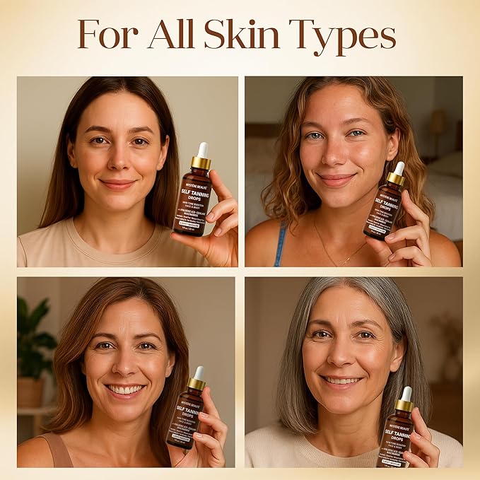 Hydrating Self Tanning Drops – LIGHT/MEDIUM – Face & Body Tint with DHA, Hyaluronic Acid, Squalane & Niacinamide – Natural-Looking Tan – MYSTERE BEAUTE – 1 fl oz