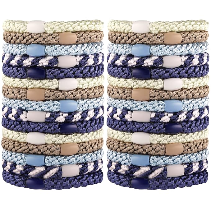 Funtopia 30 Pcs Hair Ties for Thick Hair - Bracelet Ponytail Holders, High Elastic Sports Accessories for Girls and Women, Mixed Color