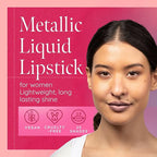 Aromi Metallic Liquid Lipstick | Light Brown Nude Lip Color for Women, Long-lasting, Shimmery Finish, Vegan, Handmade (Brown Sugar)