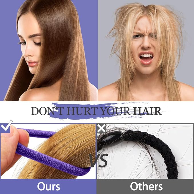 100PCS Hair Ties for Women And Kids, Seamless Thick Hair Bands, Elastic Baby Hair Ties No Damage Ponytail Holder, Cotton Toddler Hair Tie, No Crease Small Hair Tie For Toddler Girls (Purple)