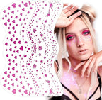 Face Glitter Makeup Patches, Face Glitter Freckles Face Tattoo, Sparkle Freckles Temporary Tattoo, Hot Pink Face Speckles Patches, Sweatproof Waterproof Fake Freckles for Women 6 Sheets