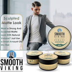 Smooth Viking Medium Hold & High Shine Pomade - Water Based Hair Cream for Curly, Thick & Straight Hair - Men's Hair Product - Made in USA, 2oz
