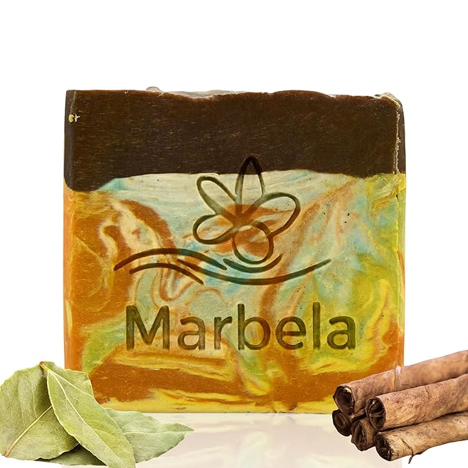 Marbela Cosmetics Cabin Spice Handmade Soap Bar - Made in USA, Vegan Friendly, Palm Oil Free, Natural Bar Soap - Gentle Face & Body Soap for Daily Skin Care, Moisturizing & Nourishing - 3.5 oz