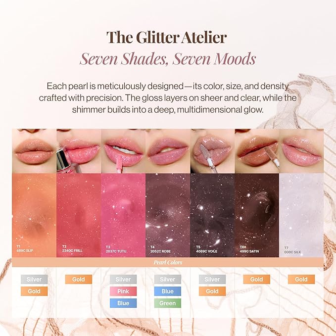 ENTROPY MAKEUP Tulle Lip Gloss, Lightweight 3D Pearl Shimmer, Ultra-Gloss High Shine, Non-Sticky Moisturizing Lip Gloss with Peptide Complex, Robe