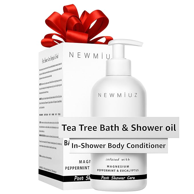 New Miuz Magnesium inShower Body Conditioner Soft Skin Post Shower Care Moisturizer for Body Legs Bath Oil Sore Muscles Recovery Peppermint Eucalyptus Tea Tree Spa Gift