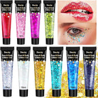 10 Colors Body Glitter,Face Glitter Makeup for Kids Women,Sparkly Chunky Hair Glitter for Eye Lip Hair Nails,Mardi Gras Glitter Makeup Face Paint,Singer Concerts Disco Rave Festival Accessories