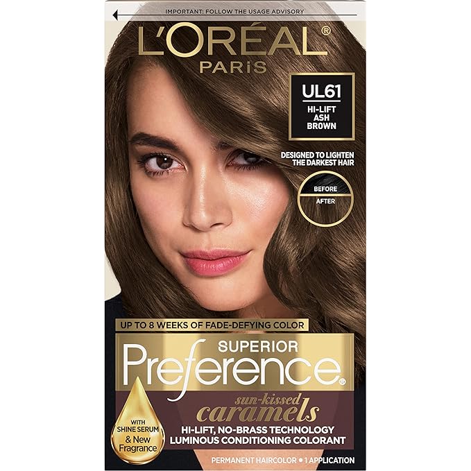L’Oreal Paris Superior Preference Fade-Defying + Shine Permanent Hair Color, UL61 Ultra Light Ash Brown, Pack of 1, Hair Dye