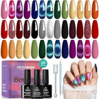Beetles Winter Gel Nail Polish 20 Winter Colors Cat Eye Gel Polish Set Gift Spree Burgundy Red Purple with Magnet Pen Base Top Coat DIY Salon Manicured Soak Off UV LED Gifts for Women Gemstone Party