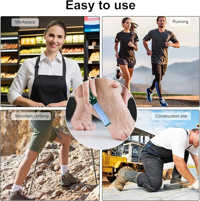 2-in-1 Stainless Steel Foot File & Callus Remover - Dual-Sided Pedicure Scrubber Tool, Hard Dead Skin & Corn Removal, Hygienic Durable Foot Rasp for Soft Smooth Feet (Dark Green)