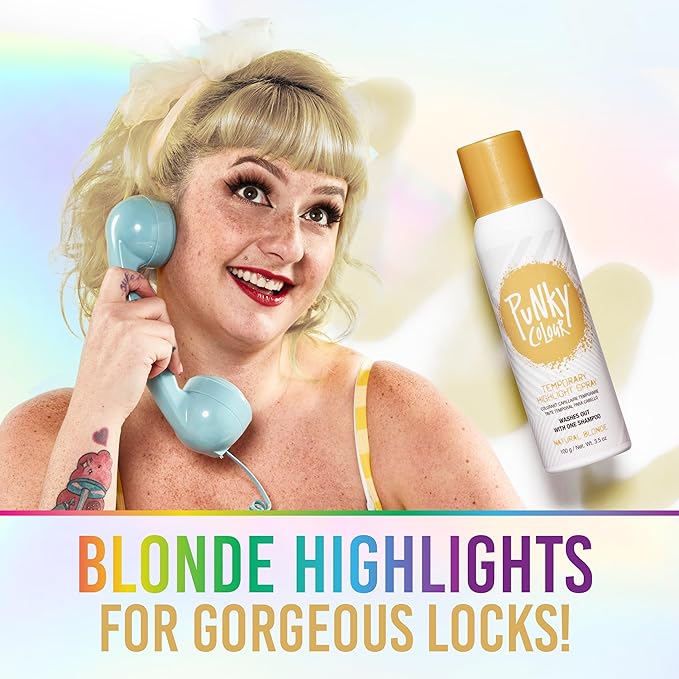 Punky Temporary Hair Highlight Spray – Natural Blonde, Washes Out, Temporary Hair Color Spray for Kids, Women, Hair-Dye, 3.5 oz, 1 Pack