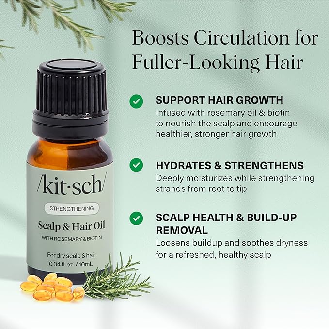 Kitsch Rosemary Oil for Hair Growth – Hair Oil with Biotin, Castor & Jojoba – Pre-Wash Scalp oil for Hair Care – Lavender Scent – 10mL | Ideal Gifts for Women