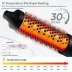 Infrared Bounce Brush, Heated Thermal Round Brush with Negative Ion Technology, 10 Heat Settings for Blowout Look with Hair Care Oil, Straightening & Curling, Suitable for All Hair Types, Black