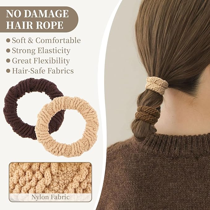 10 Pcs No Damage Hair Ties Thick Hair Elastic Rubber Bands Hair Accessories Scrunchies Seamless for Women
