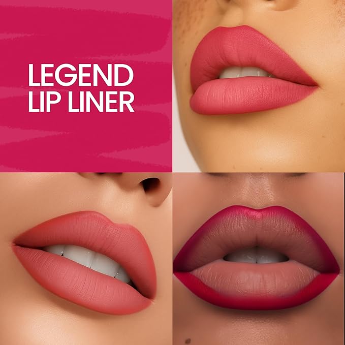 Pink Lip Liner – Creamy, High-Pigment Matte Color, Retractable - Long-Lasting & Non-Drying Makeup Lip Liner with Smooth Application for Defined Lips - No Feathering or Fading (Legend)