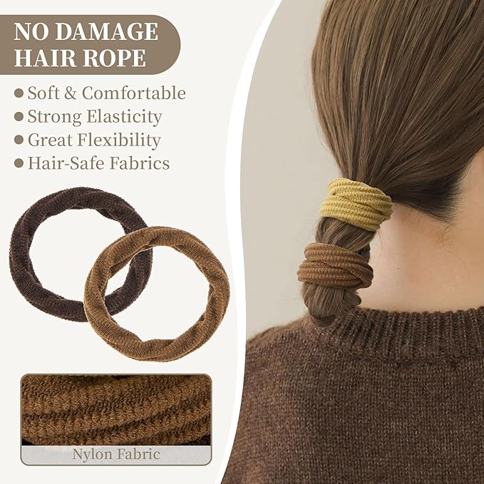 10 Pcs No Damage Hair Ties Thick Hair Elastic Rubber Bands Hair Accessories Scrunchies Seamless for Women