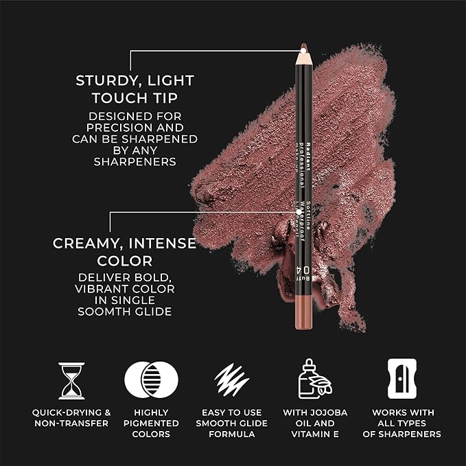 Radiant Professional Waterproof Lip Liner Pencil - Long Lasting Lip Liner for Defined Lips - Soft & Creamy Lipliner with Vitamin E - 1.20 g, (04 BUFF)