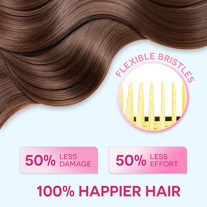 Bautero Brush Detangler Brush for Wet & Dry Hair, Pain-Free Brushing on All Hair Types, Knot Removal, Vented Hair Brush, Saku Sunflower