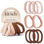 Kitsch Hair Ties No Damage - Strong, Stretchy Hair Bands | Soft Nylon Ponytail Holders, Snag-Free Rubber Bands, Perfect for Updos & Braids | Ideal Gifts for Women - Rosewood, 8pcs