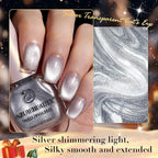 AZUREBEAUTY Cat Eye Nail Polish Fast Drying Silvery Glitter Top Coat Nail Polish Moonlight Natural Glassy Shine Salon Quality for Women Girl Gifts