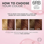 L'Oreal Paris Excellence Crème Permanent Hair Dye, Triple Care Hair Color with Pro-Keratine Complex for 100% Gray Hair Coverage, 6RB Light Reddish Brown, 1 Kit