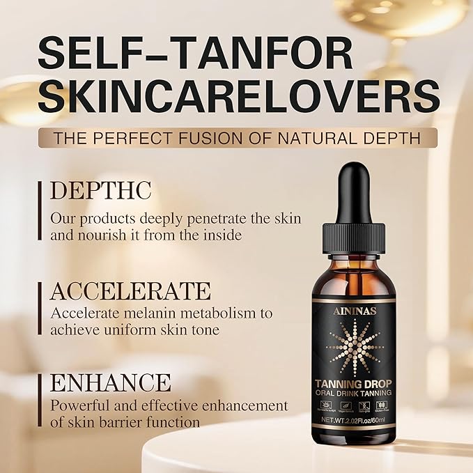 Sunless Tanning Drops for Water & Beverages – Oral Tanning Supplement, Natural Sunkissed Glow for Face & Body, Vegan & Safe, No Sun Required, Watermelon Flavor (2.02 fl.oz)