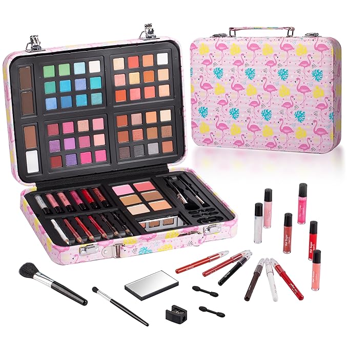 Hot Sugar Makeup Kit for Teenager Girls 10-12, All in One Beginner Makeup Kit for Women Full Kit, Teen Cosmetic Gift Set for Birthday Christmas (Flamingo)