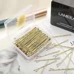 100PCS 2.4Inch Bobby Pins Gold,Pain-Free Bobby Pins for All Hair Types,Hair Pins for Women Girls,Hairpins for Buns with Box(Gold)