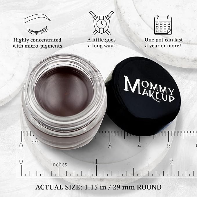 Mommy Makeup Waterproof Stay Put Gel Eyeliner Pot with Micropigments - Smudge-Proof, Long Lasting, Highly Pigmented Cream Eye Liner, 0.14 oz (Chocolate Kiss)