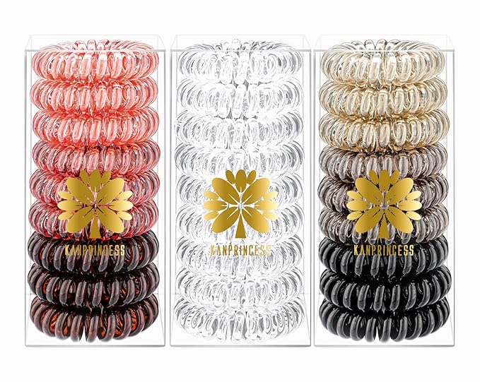 27 PCS Spiral Hair Ties,No Crease Coil Hair Elastic Hair Bands Multi Color Waterproof Phone Cord Hair Accessories For Women Girls Ponytail Holders