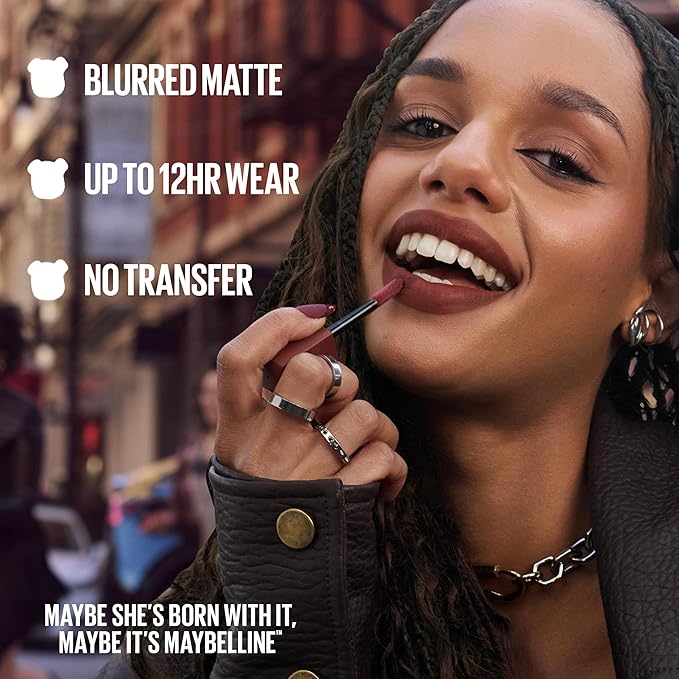 MAYBELLINE Super Stay Teddy Lip Tint, Long Lasting Matte Lipstick for Up To 12HR Wear, Kitten Heel, 1 Count