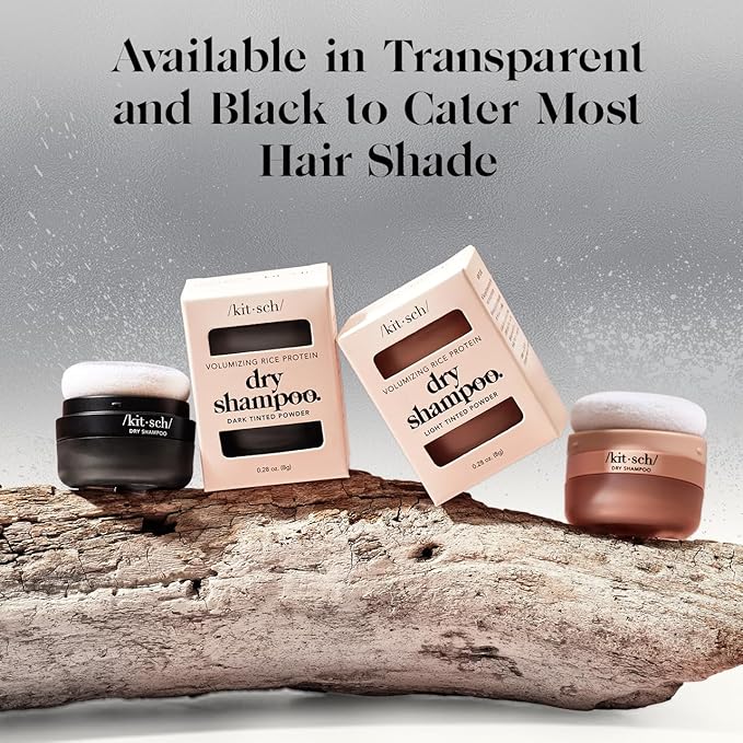 Kitsch Dry Shampoo Powder for Women & Men Dry Shampoo for Dark Hair w/Rice Protein - Unscented, Volumizing, No White Cast, Non Toxic, Non Aerosol, Organic | Ideal Gifts for Women, Travel Size - 8g