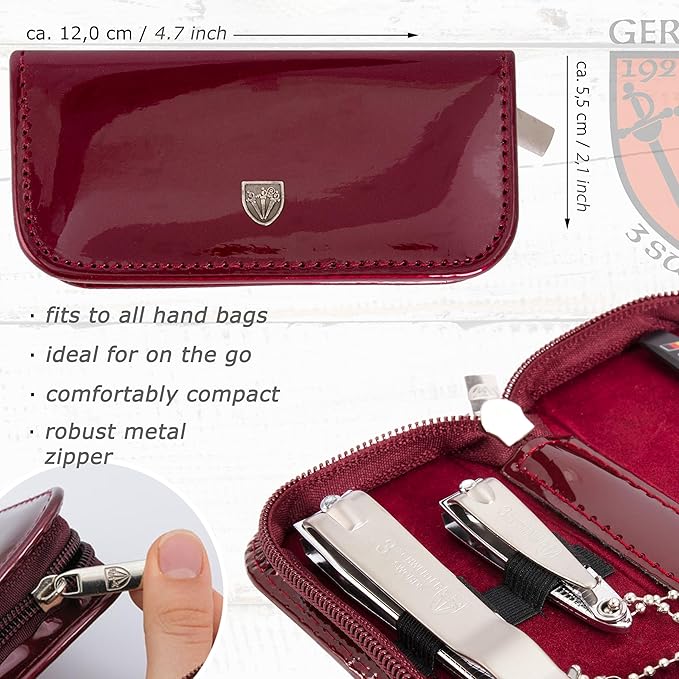 3 Swords Germany - brand quality 3 piece manicure pedicure grooming kit set for professional finger & toe nail care tool clipper fashion leather case in gift box, Made by 3 Swords (6233)
