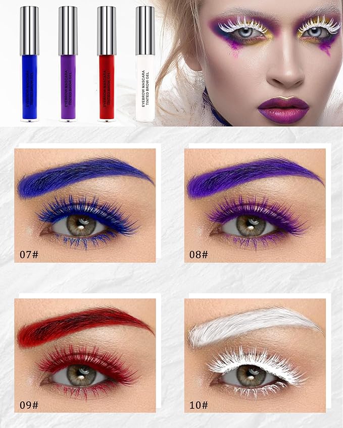 Tinted Eyebrow Mascara Gel- 1Pcs Long-lasting Waterproof Smudge-proof Blue Brow Glue Colored Liquid Mascara,Tinted Brow Filler Curling Mascaras, Christmas Eye Makeup Gift for Women Girl-07