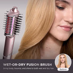 Shark FlexFusion Hair Straightener & Powerful Hair Dryer with Fusion Hair Brush, Ceramic Air Styler with Auto-Wrap Curlers & Concentrator, Ceramic Plates, Cosmic Blush HD641S