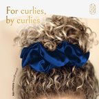 Silk Scrunchies for Women Ponytail Holders – Oversized Mulberry Silk Scrunchies – Extra Large No Damage Hair Ties for Curly, Thick, and Thin - Hair Accessories for Women – Sapphire, XL By Curlfriend